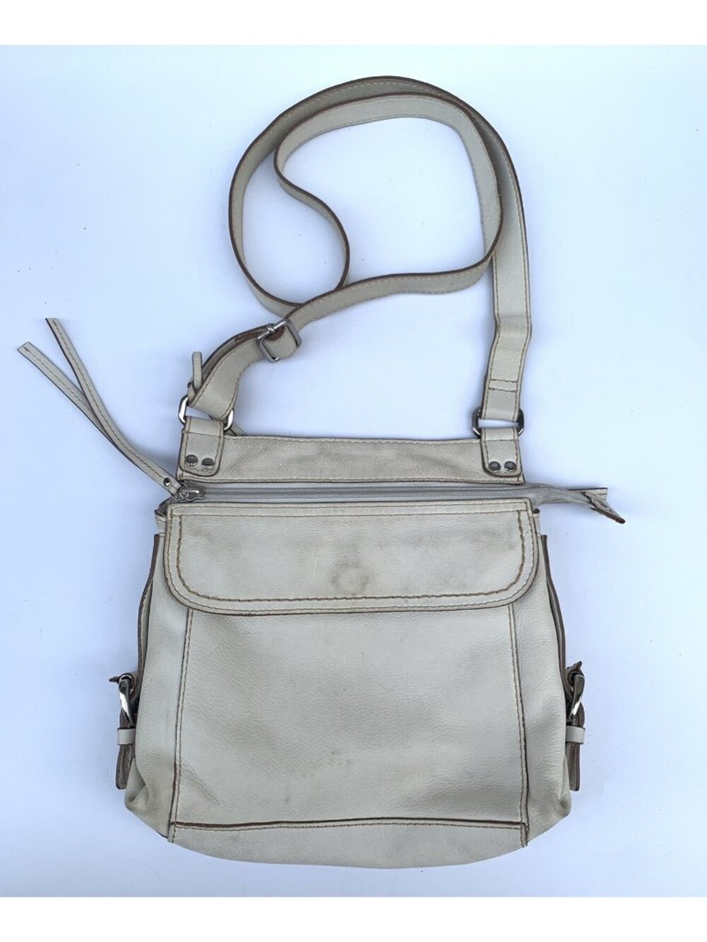 Fossil | Castille Traveler | White Pebbled Leather Crossbody Bag Purse | ZB2130